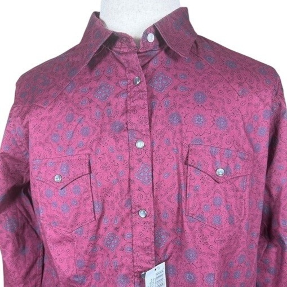 Panhandle Rough Stock Mens Burgundy Paisley Western Snap Shirt XL RWN2S02826 NEW